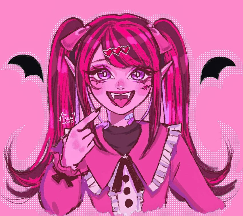 hatsune miku and draculaura (vocaloid and 2 more) drawn by arttsuu