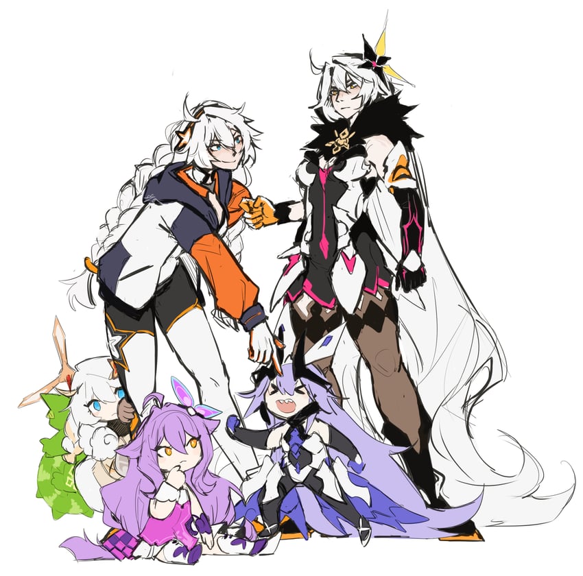 kiana kaslana, sirin, benares, bella, and elf kiana (honkai and 4 more) drawn by cloud_ya