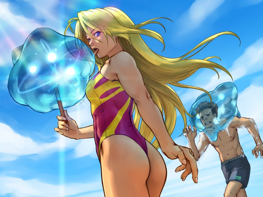 samus aran and x parasite (metroid and 1 more) drawn by stup-jam