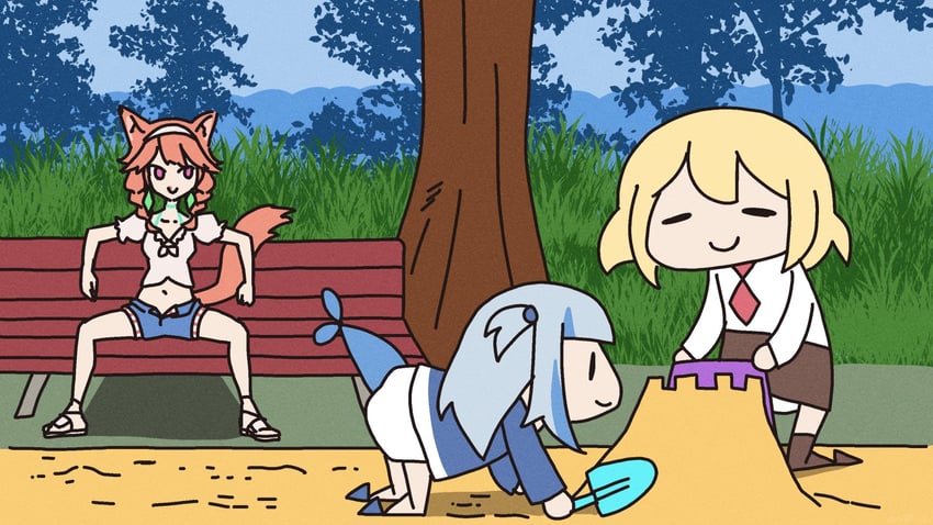 gawr gura, takanashi kiara, and watson amelia (hololive and 1 more) drawn by kiirokuma