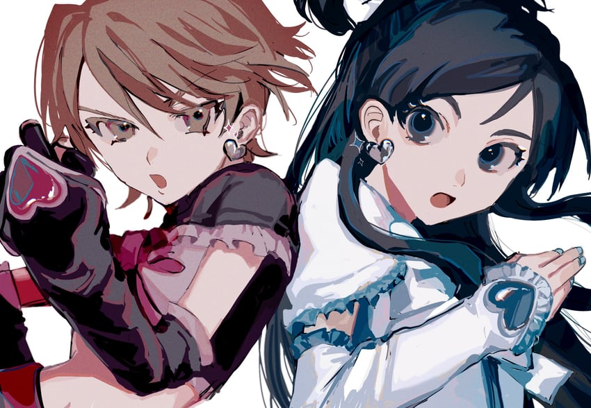 cure black and cure white (precure and 1 more) drawn by yadu_nadu