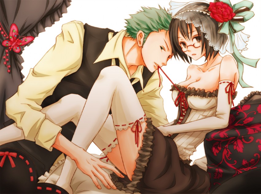 roronoa zoro and tashigi (one piece) drawn by kigisu