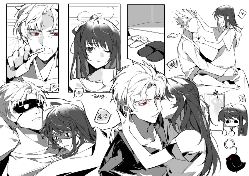 protagonist and sylus (love and deepspace) drawn by musheieazg