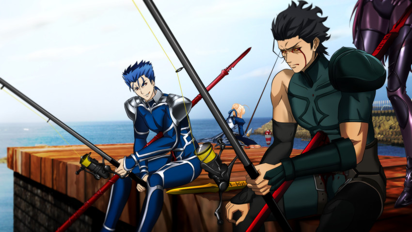 artoria pendragon, saber, scathach, cu chulainn, and diarmuid ua duibhne (fate and 3 more) drawn by genya_(genya67)