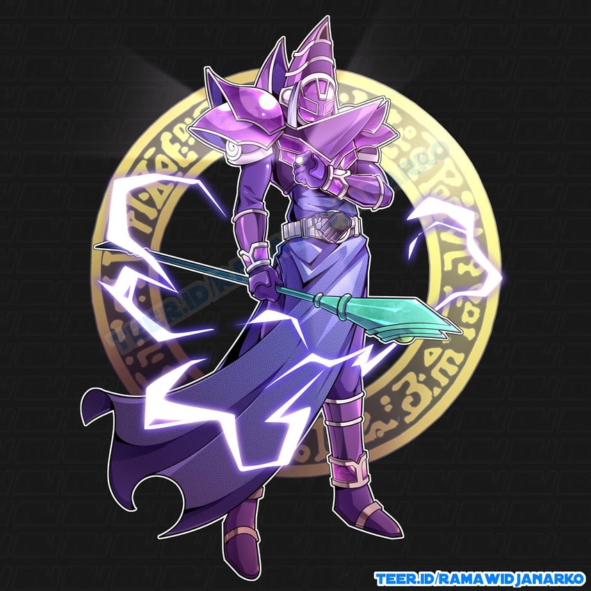 dark magician and kamen rider wizard (yu-gi-oh! and 2 more) drawn by ramawidjanarko2