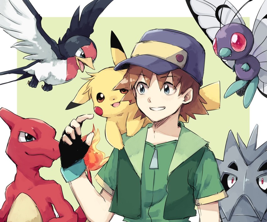pikachu, butterfree, charmeleon, taillow, pupitar, and 2 more (pokemon) drawn by asuna_(doruru-mon)