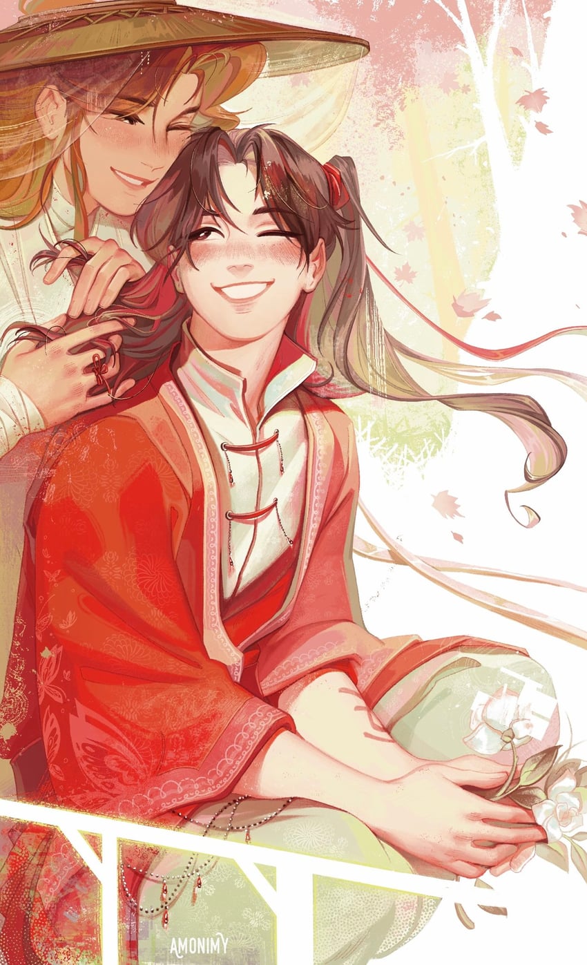 xie lian, hua cheng, and san lang (tianguan cifu) drawn by amonimy
