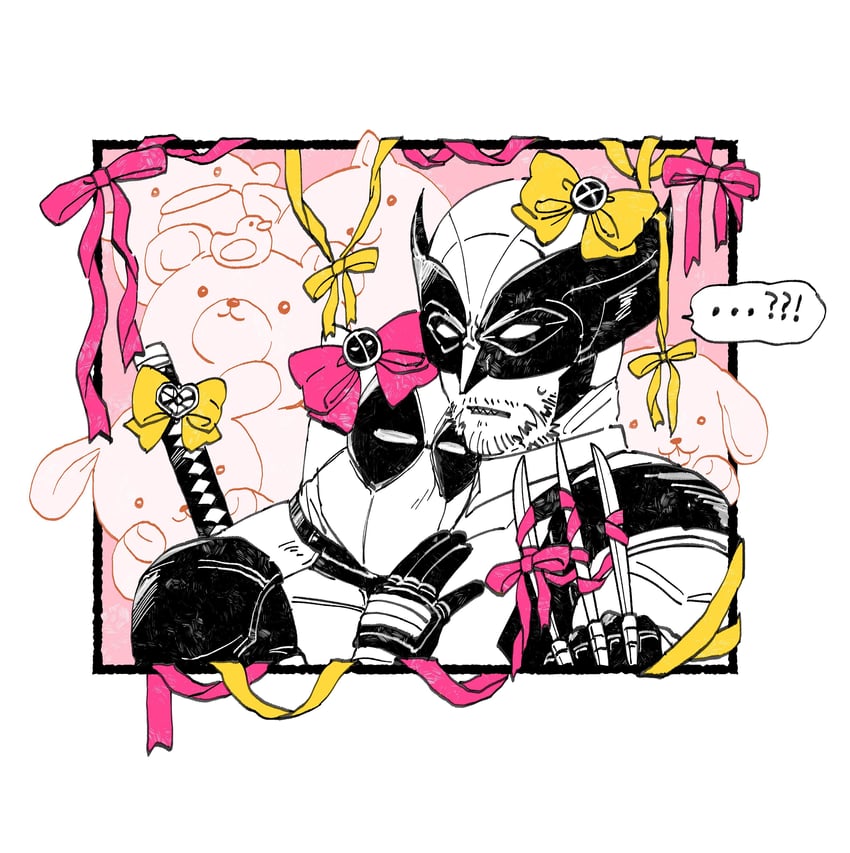 wolverine and deadpool (marvel and 4 more) drawn by azuko_(@zuco)