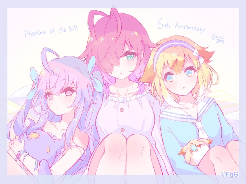 failnaught, minerva, and logistille (phantom of the kill) drawn by mikan_ame_(gumi)