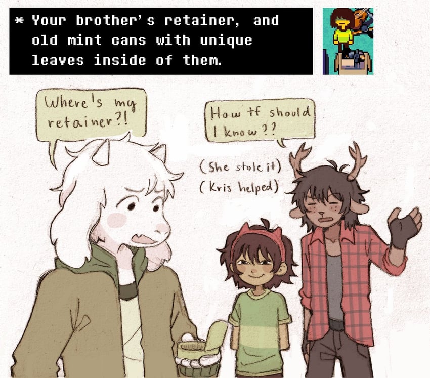 kris, asriel dreemurr, and december holiday (deltarune) drawn by szivarvanyturmix02
