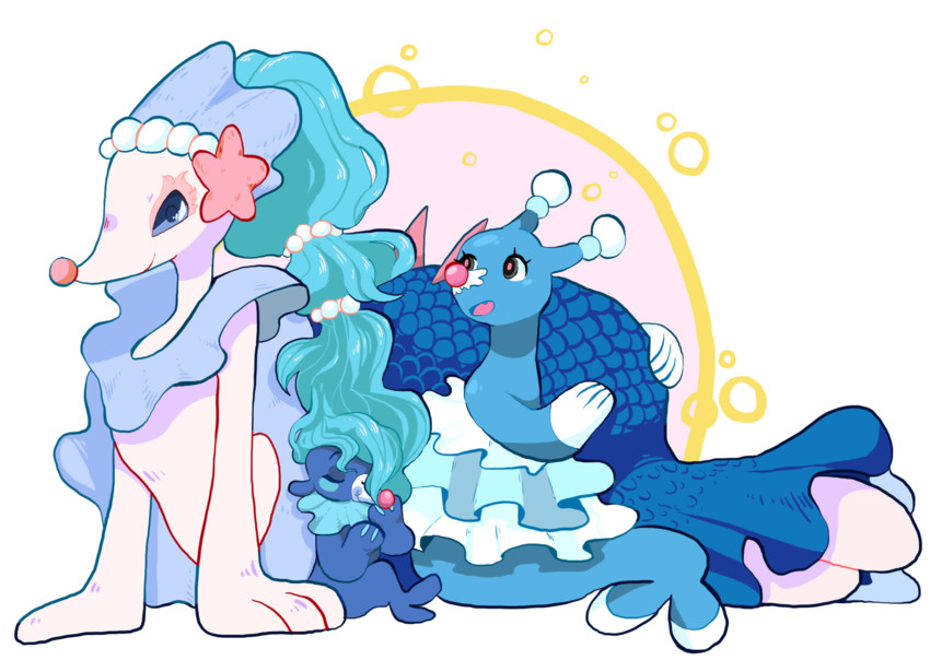 popplio, primarina, and brionne (pokemon and 1 more) drawn by peppar_(maskrosfe)