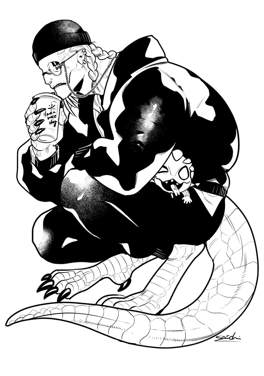 luchino and mini evil reptilian (identity v) drawn by saichiidv