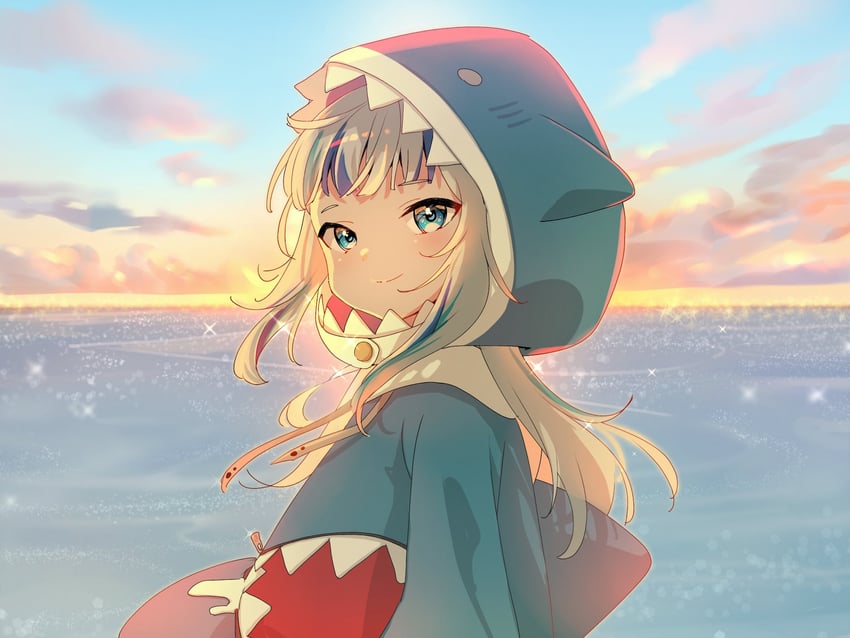 gawr gura (hololive and 2 more) drawn by makugiga