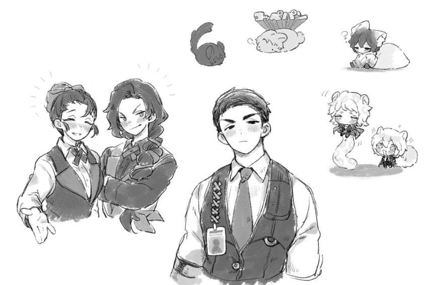 don quixote, faust, yi sang, heathcliff, meursault, and 2 more (project moon and 1 more) drawn by uchimura_(rino0525)