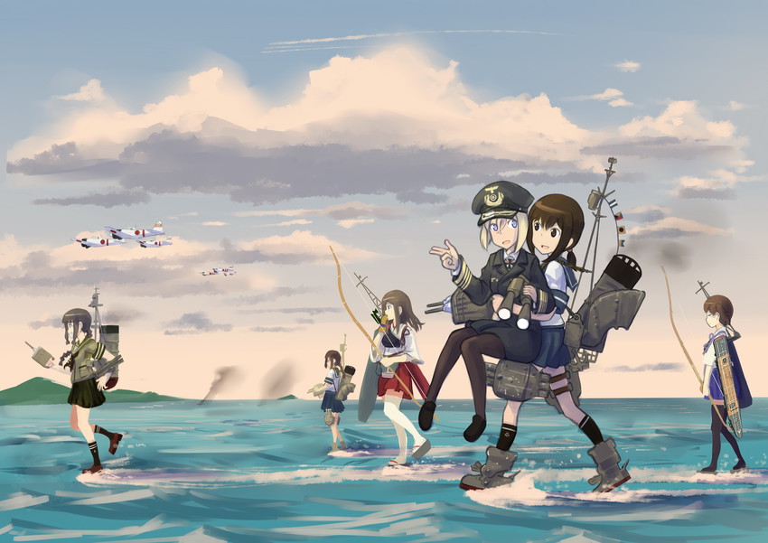 kaga, akagi, fubuki, kitakami, female admiral, and 1 more (kantai collection) drawn by erica_(naze1940)