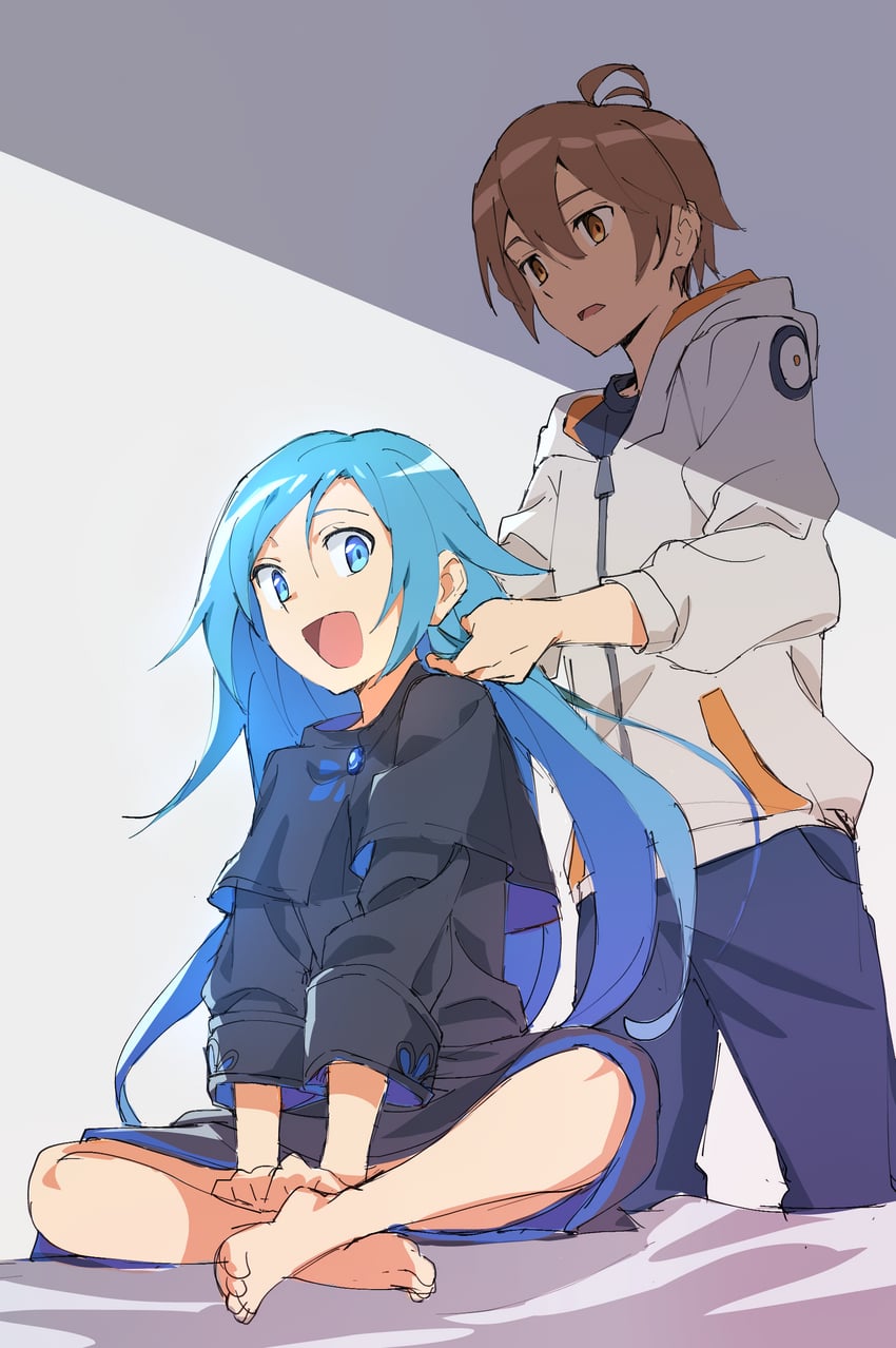 kunagisa tomo and ii-chan (zaregoto series) drawn by owlbox