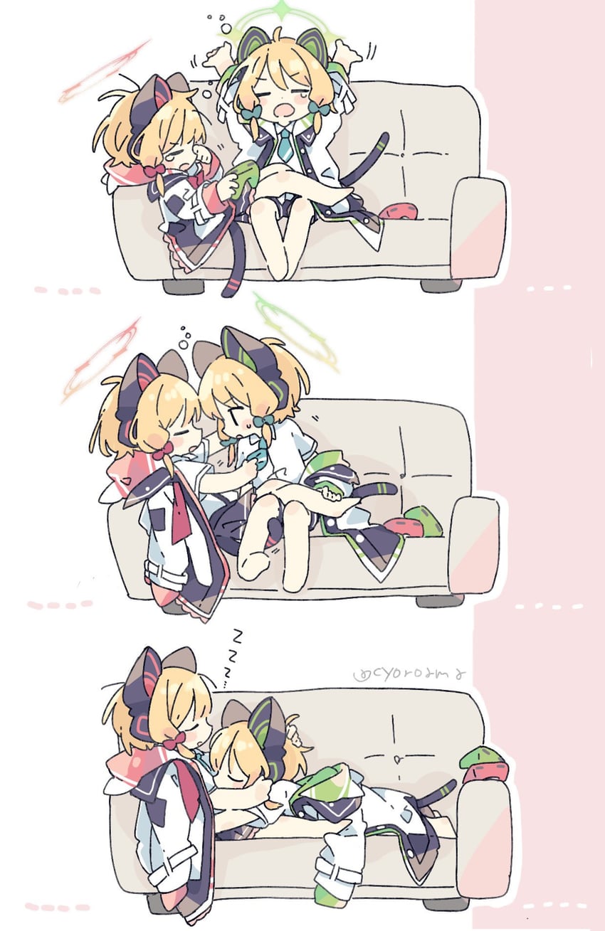momoi and midori (blue archive) drawn by naguru_(cyoroama)