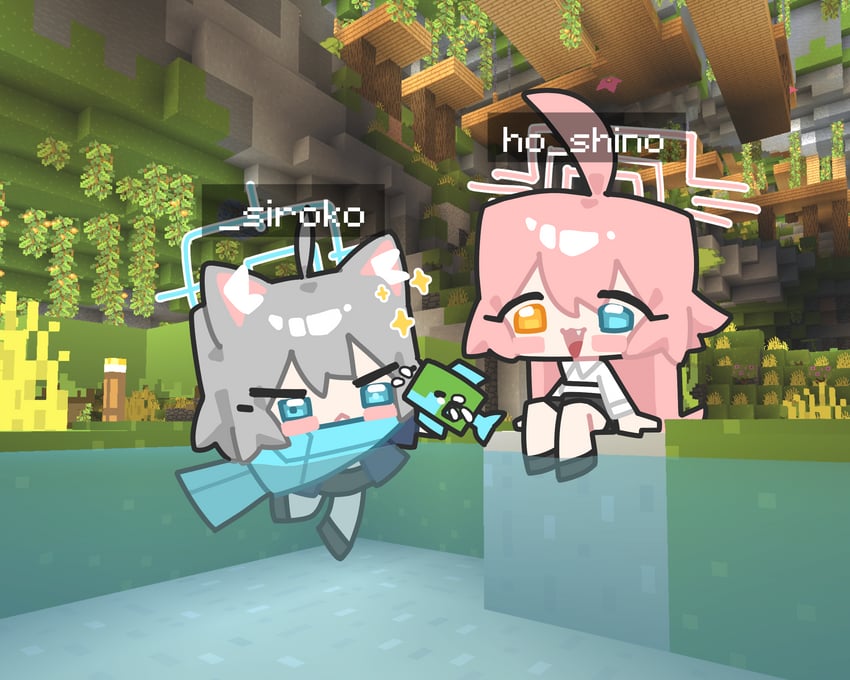 shiroko, hoshino, and tropical fish (blue archive and 1 more) drawn by ishikoro24