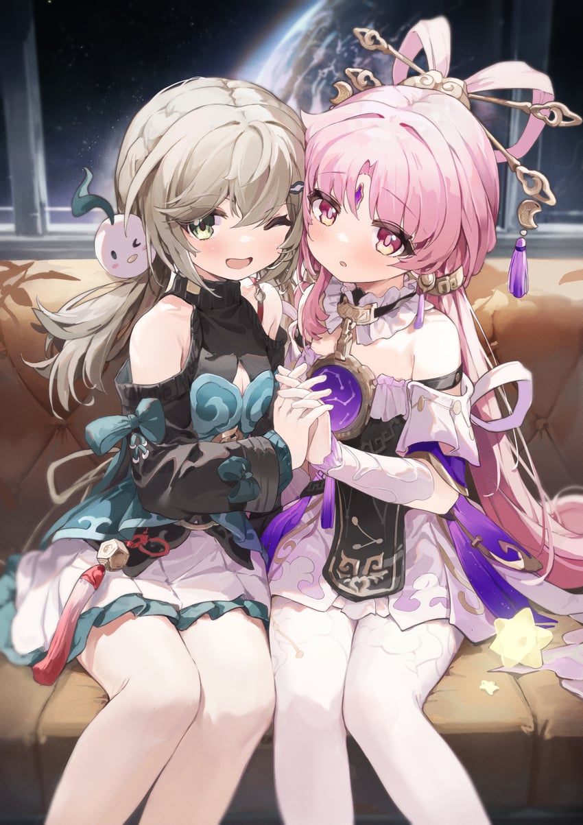 fu xuan and qingque (honkai and 1 more) drawn by coria