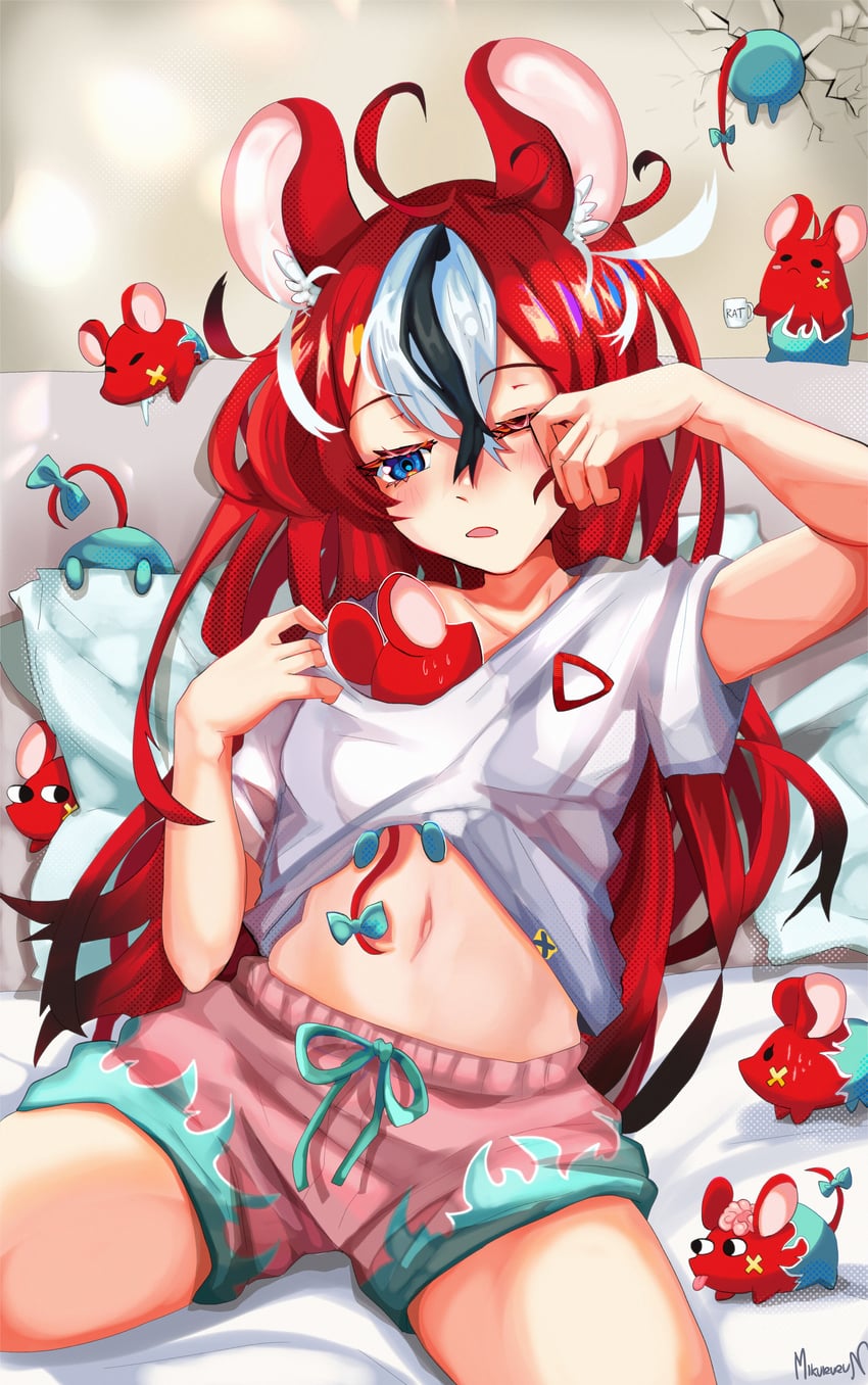 hakos baelz and mr. squeaks (hololive and 1 more) drawn by miku_(mikururun)