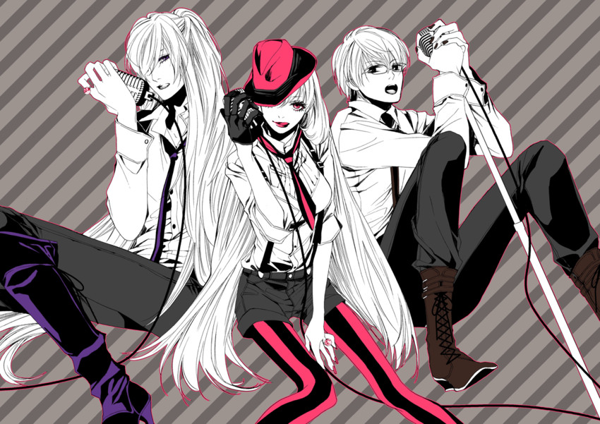 megurine luka, kamui gakupo, and hiyama kiyoteru (vocaloid) drawn by riff_(artist)