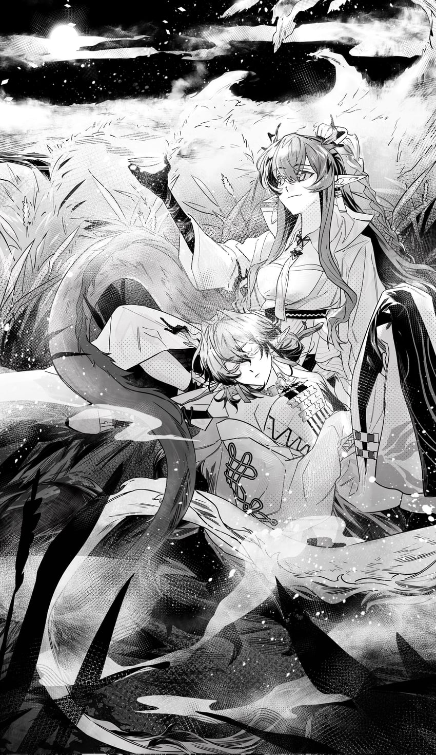 shu and ling (arknights) drawn by corrn