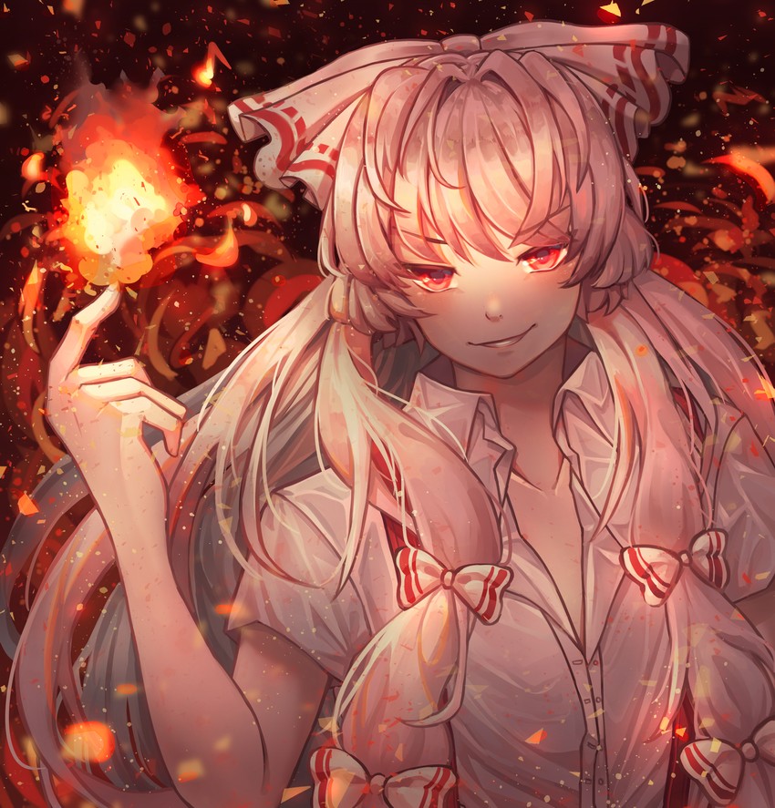 fujiwara no mokou (touhou) drawn by dandelion_girl_(pixiv_12637944)