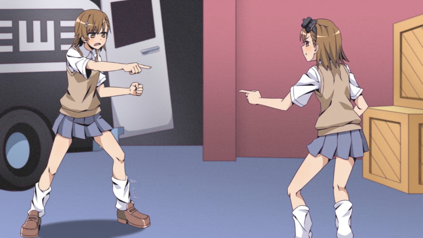 misaka mikoto and misaka imouto (toaru majutsu no index and 3 more) drawn by tanny_v