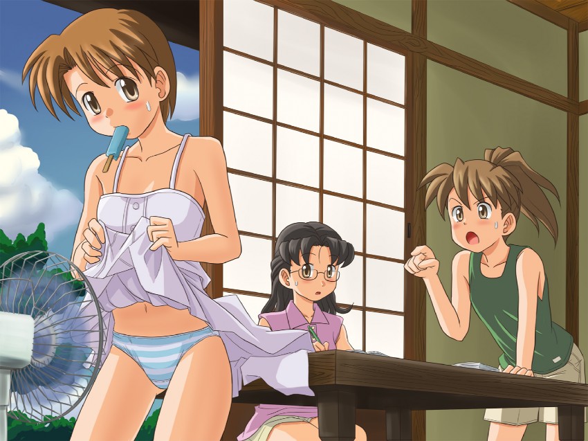 poniko, fujimoto atsuko, and hikushibe aya (original) drawn by lielos