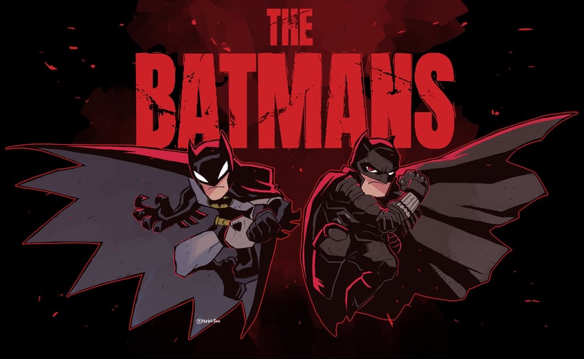 batman and bruce wayne (dc comics and 2 more) drawn by rariatto_(ganguri)