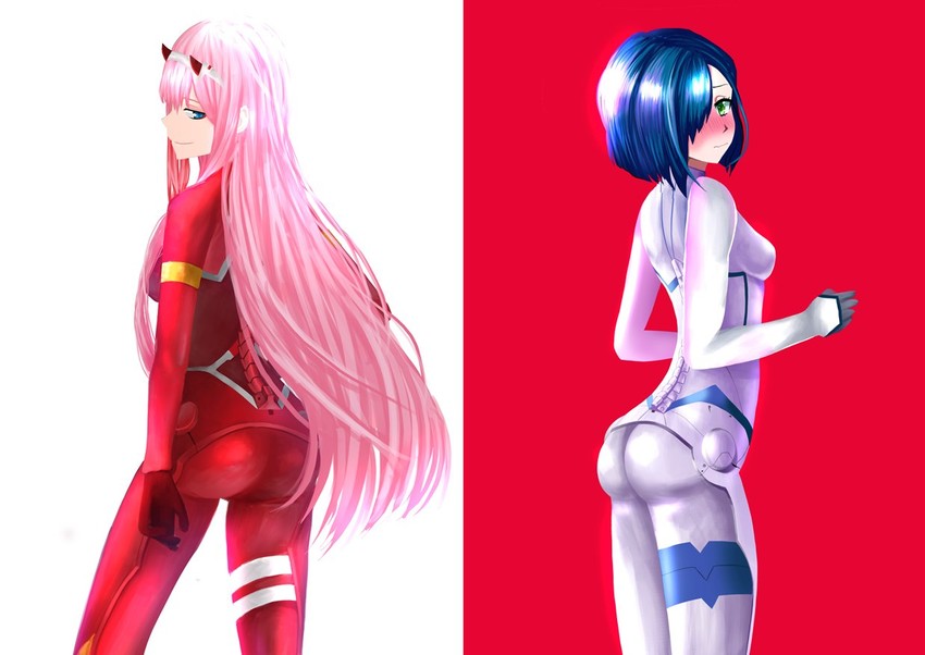zero two and ichigo (darling in the franxx) drawn by the_only_shoe