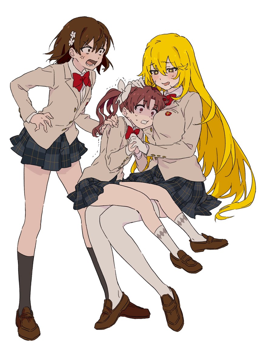 misaka mikoto, shirai kuroko, and shokuhou misaki (toaru majutsu no index and 2 more) drawn by teruya_(6w6y)