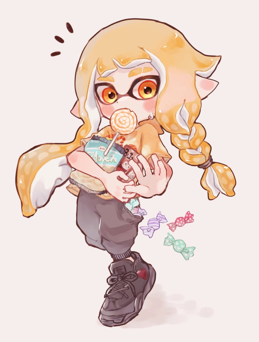 inkling player character and inkling girl (splatoon and 1 more) drawn by tebasaki_(teba_illust)