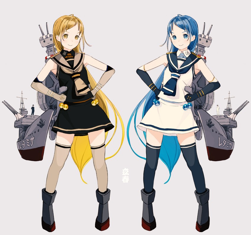 admiral, rensouhou-chan, and samidare (kantai collection) drawn by kokudou_juunigou