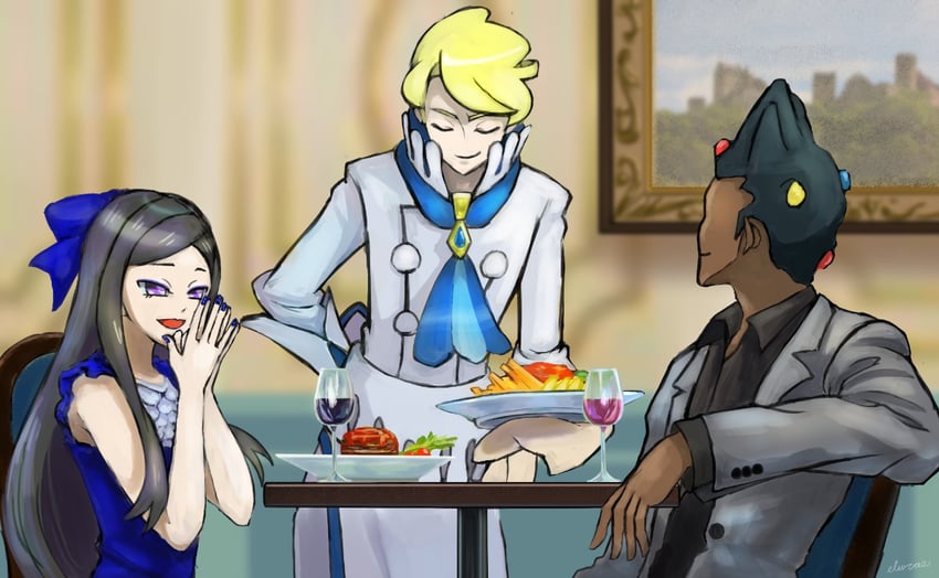 siebold, valerie, and grant (pokemon and 1 more) drawn by erushiza