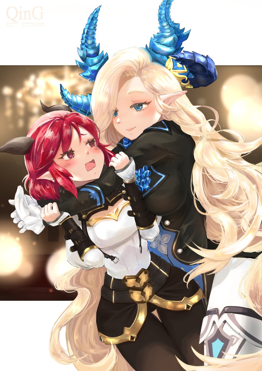succubus adventurer yuze and noble succubus bianca (guardian tales) drawn by qing_yoyo