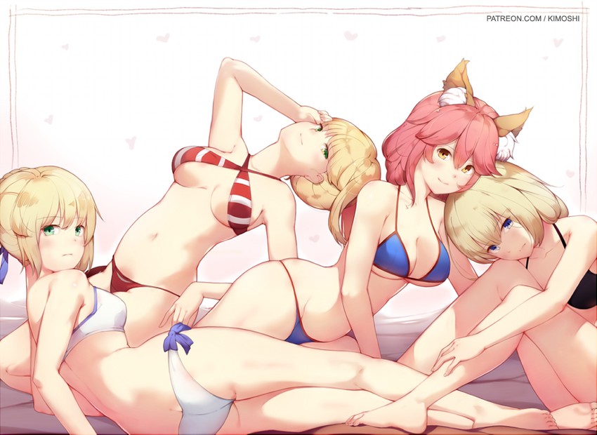 artoria pendragon, tamamo, nero claudius, jeanne d'arc, and tamamo no mae (fate and 2 more) drawn by kimoshi