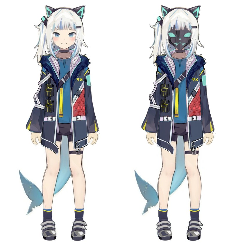 gawr gura (hololive and 1 more) drawn by radical_highway