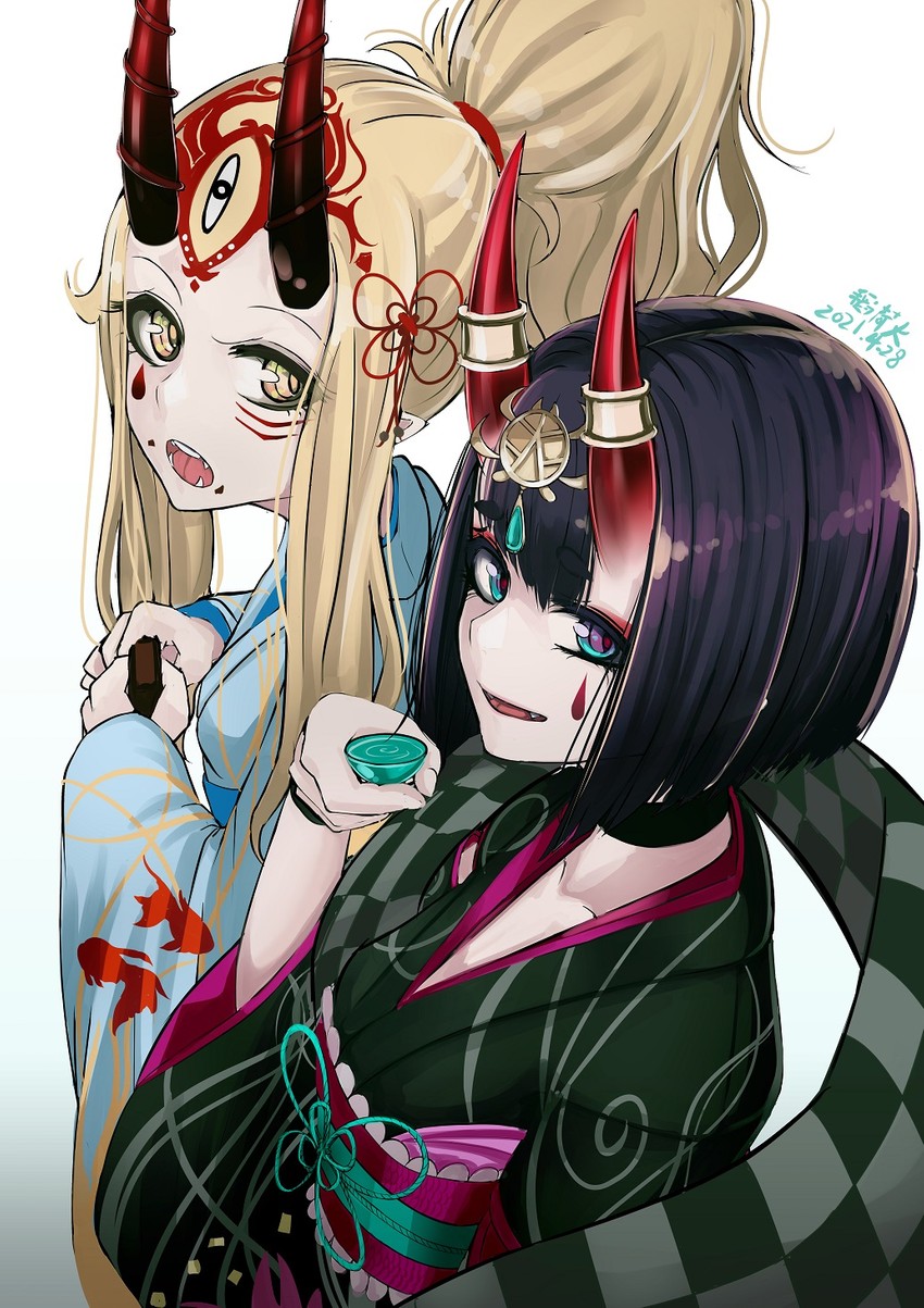shuten douji and ibaraki douji (fate and 1 more) drawn by b.d
