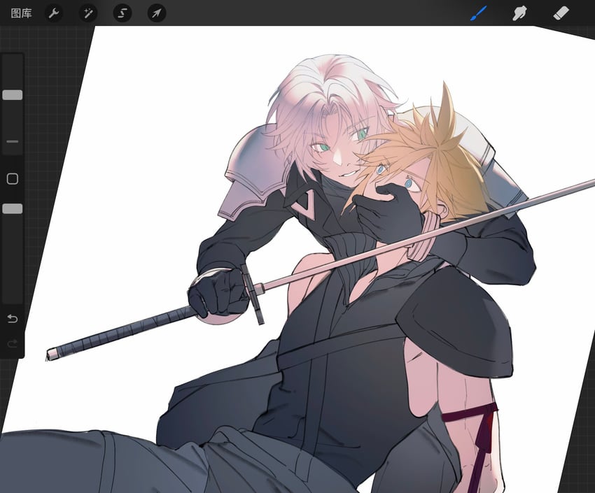 cloud strife and sephiroth (final fantasy and 3 more) drawn by xianyu314