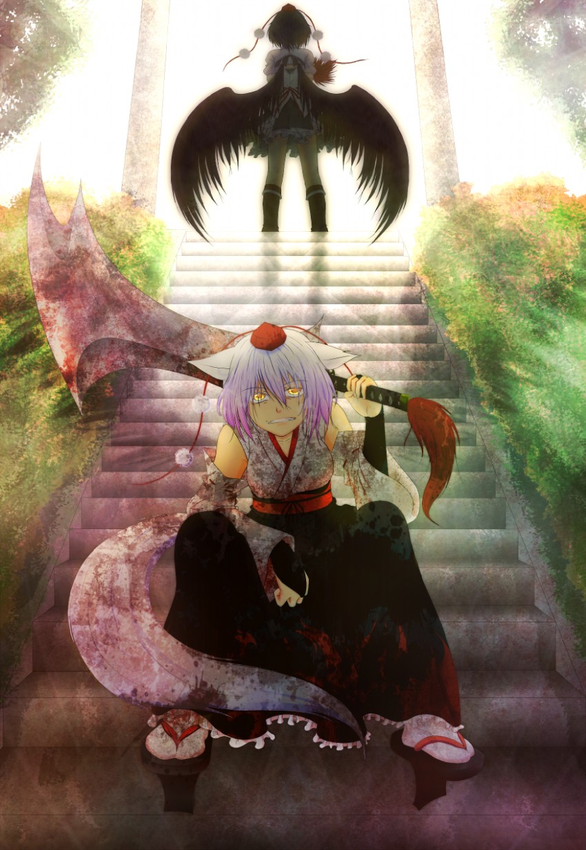 shameimaru aya and inubashiri momiji (touhou) drawn by so-on