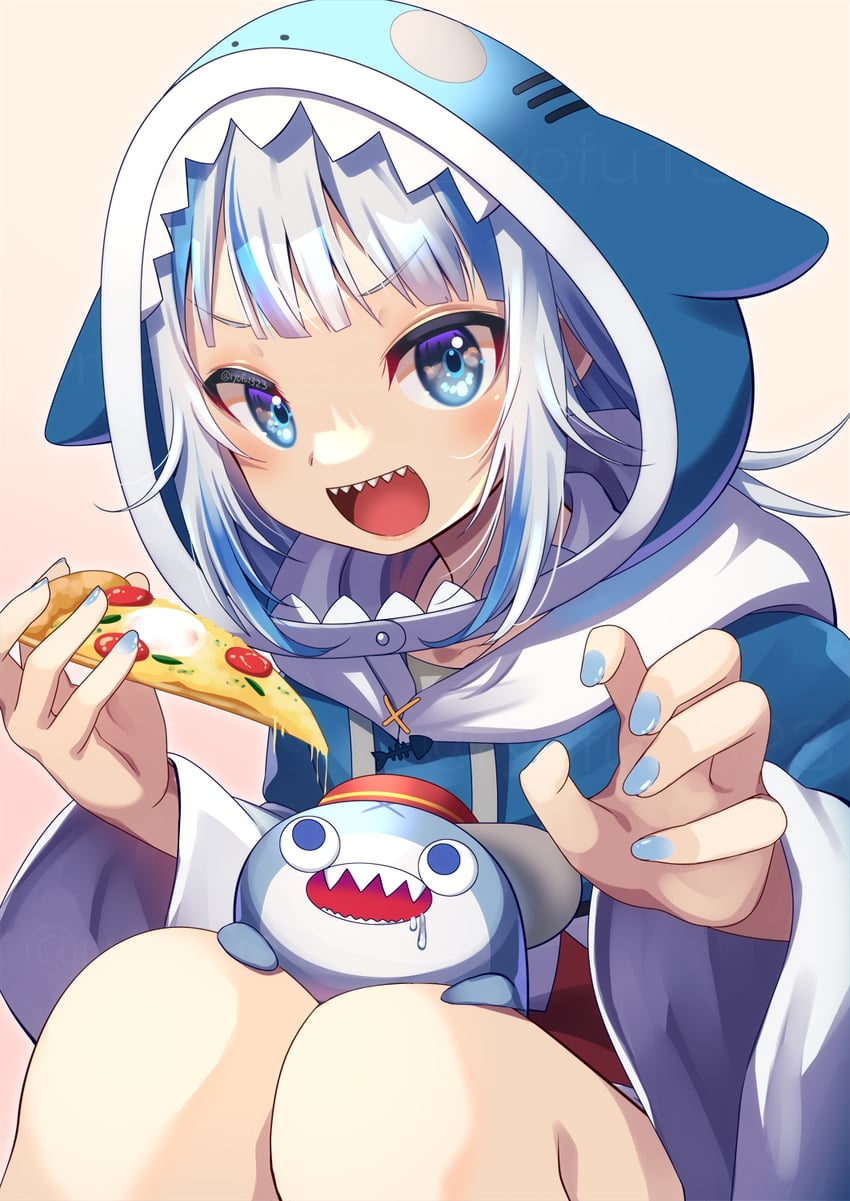 gawr gura and bloop (hololive and 1 more) drawn by ryofuhiko