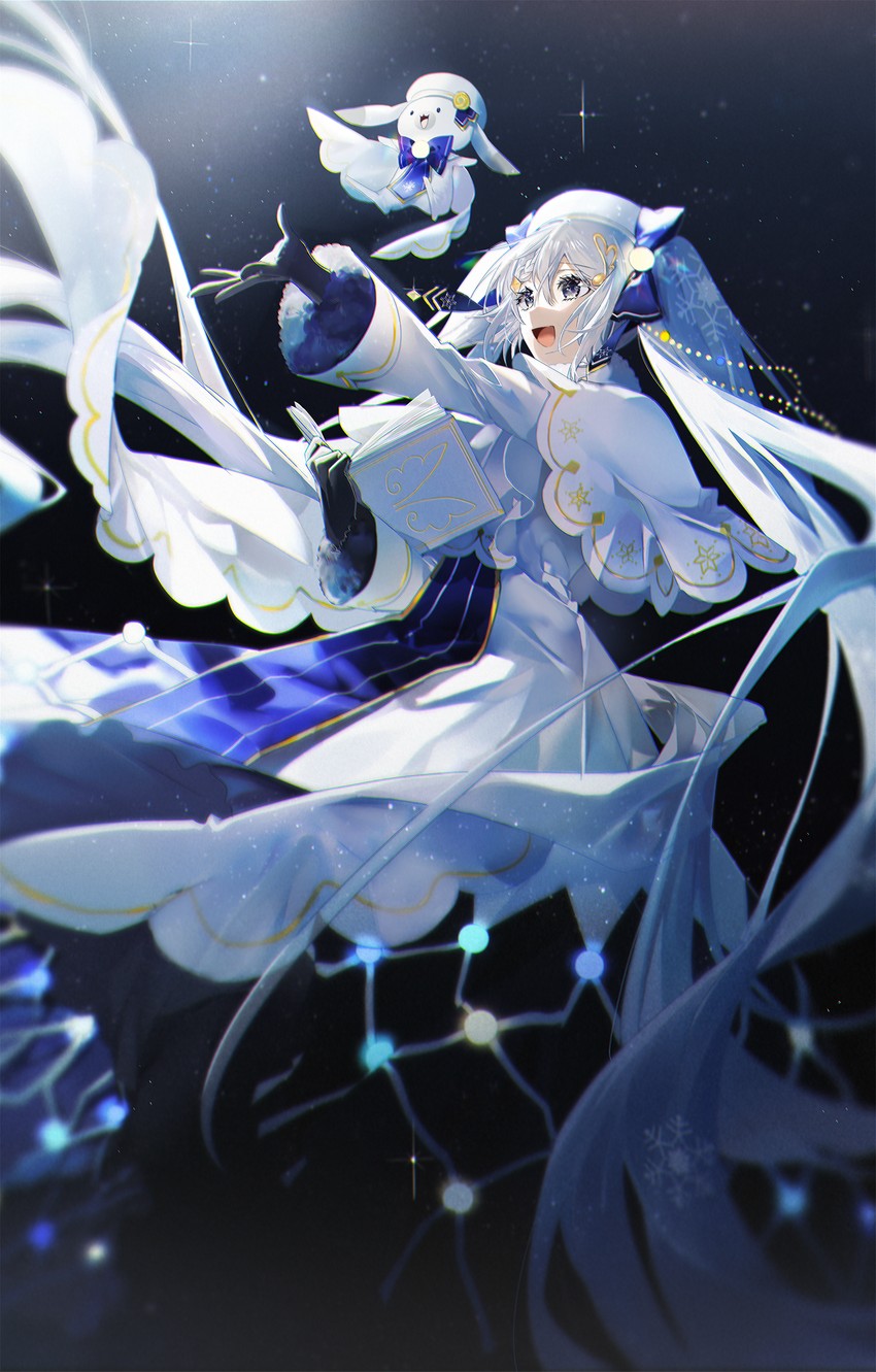 hatsune miku, yuki miku, and rabbit yukine (vocaloid) drawn by nura_orimoto