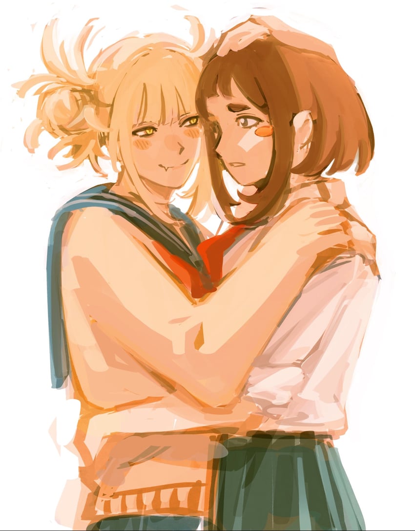 uraraka ochaco and toga himiko (boku no hero academia) drawn by tatsumiboobs69