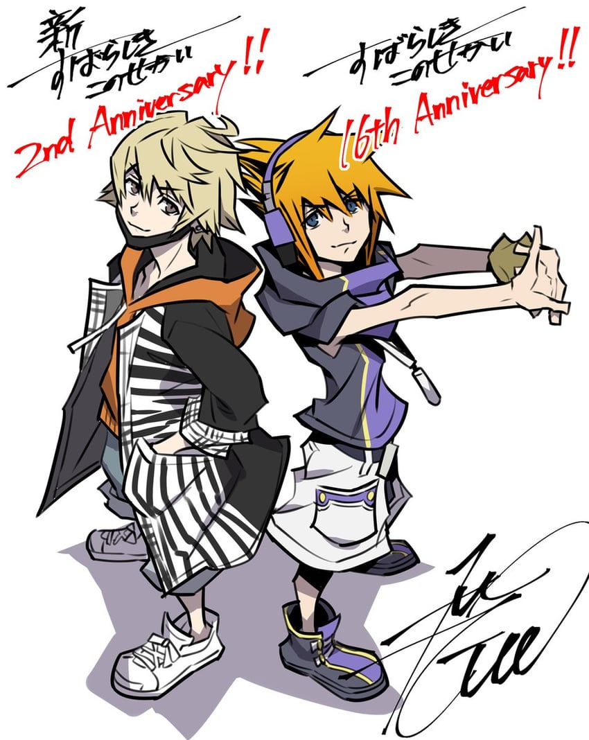 sakuraba neku and kanade rindo (subarashiki kono sekai and 1 more) drawn by kobayashi_gen
