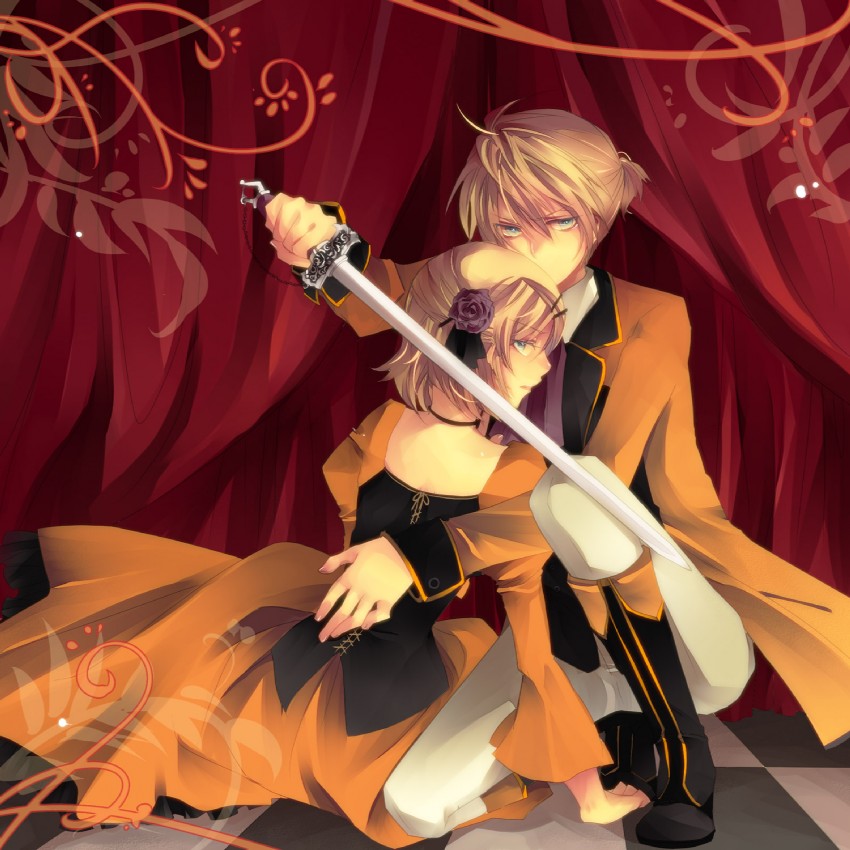 kagamine rin, kagamine len, riliane lucifen d'autriche, and allen avadonia (vocaloid and 3 more) drawn by jikei