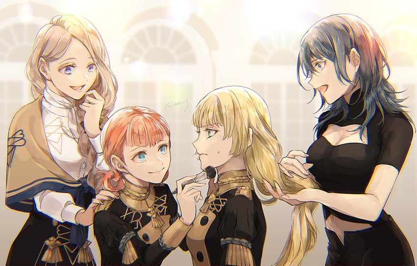 female byleth, ingrid brandl galatea, mercedes von martritz, and annette fantine dominic (fire emblem and 1 more) drawn by shinsuke_(moccori)
