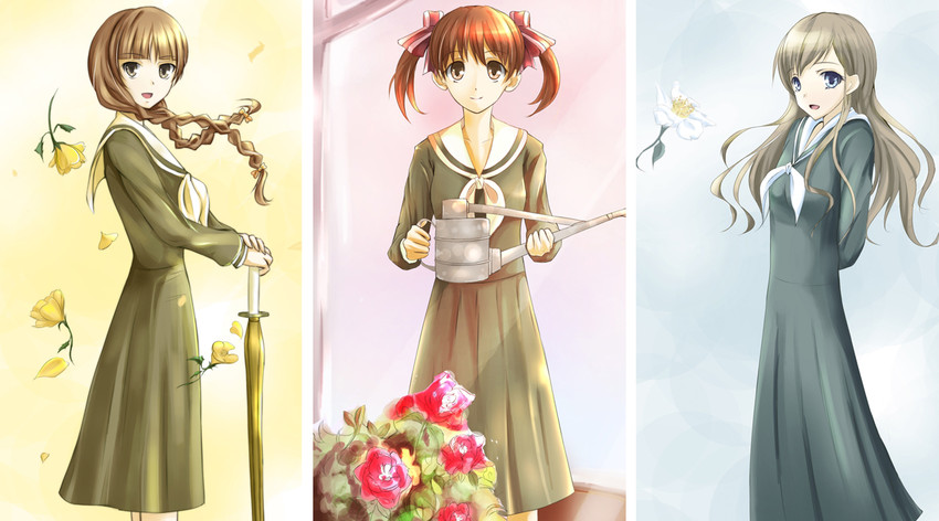 fukuzawa yumi, toudou shimako, and shimazu yoshino (maria-sama ga miteru) drawn by masaki_eiji