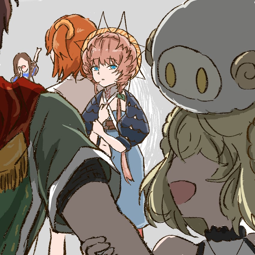 fujimaru ritsuka, leonardo da vinci, van gogh, hector, paris, and 1 more (fate and 1 more) drawn by shimogamo_(shimomo_12)
