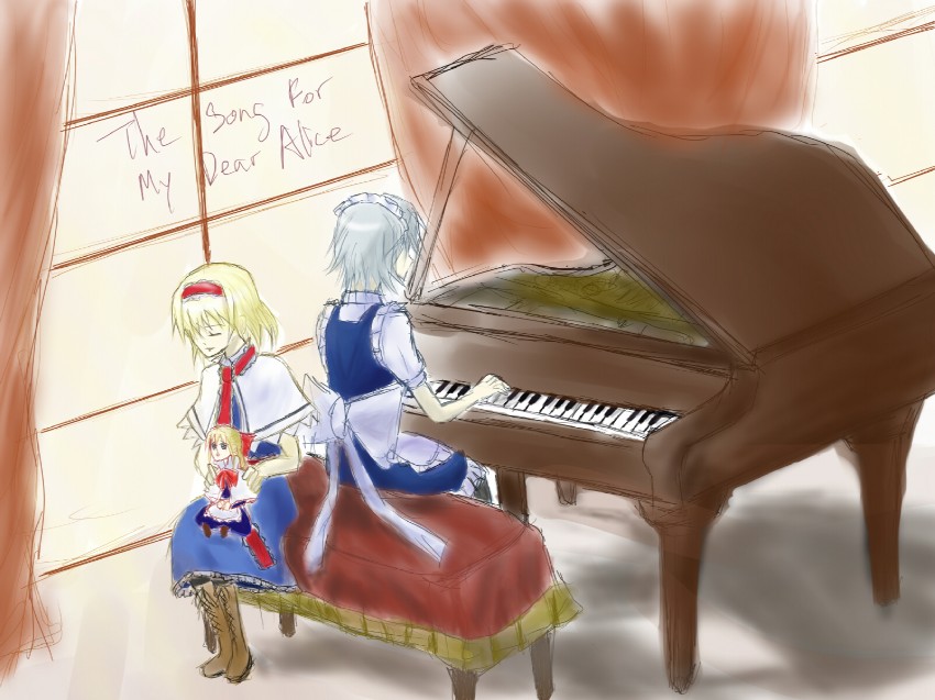 izayoi sakuya, alice margatroid, and shanghai doll (touhou) drawn by digimoncg